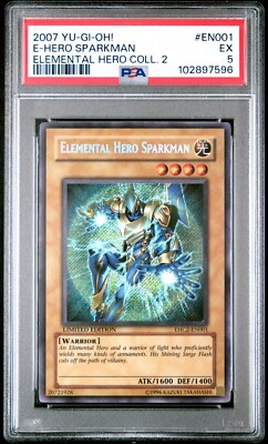 YUGIOH Elemental Hero Collection 2 Sparkman EHC2-EN001 PSA 5 Secret Rare-image