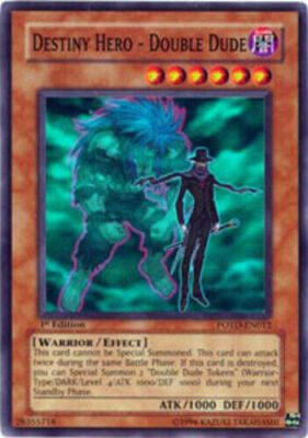 Yugioh Destiny Hero Double Dude POTD-EN012 Super Rare 1st Edition NM-image