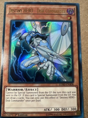 Yu-Gi-Oh Legendary Hero Decks - Destiny Hero - Disk Commander LEHD-ENA08 -1st Ed-image