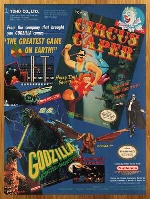 1989 Circus Caper/Godzilla Monster of Monsters! Nintendo NES Print Ad/Poster Art-image