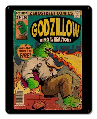 Vintage Styled Metal Sign Kaiju Creeps Godzilla Parody Marvel Comics Humor Art-image