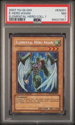Yugioh Elemental Hero Avian EHC1-EN001 Secret Rare PSA 7 Near Mint-image