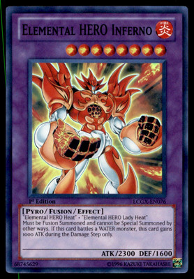Yu-Gi-Oh! Elemental HERO Inferno #LCGX-EN076 1st Edition Near Mint-image