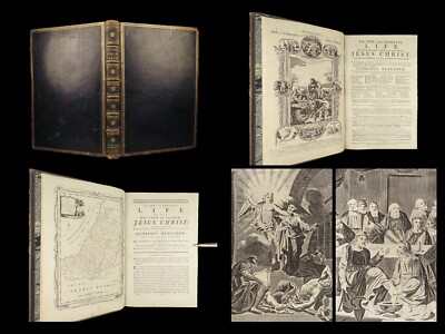 1790 Life of Jesus Christ Fleetwood Bible ART Miracles Jerusalem MAP Holy Land-image