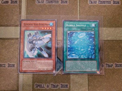 YUGIOH ELEMENTAL HERO BUBBLEMAN UNLIMITED + BUBBLE SHUFFLE DP1 COMMON 1ST ED LP-image