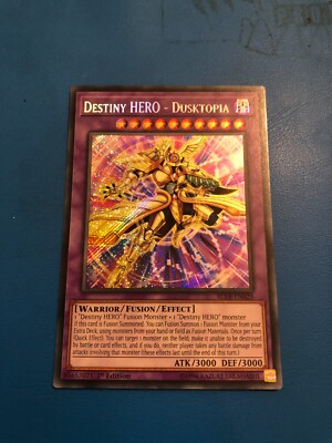 YUGIOH Secret Rare Destiny Hero - Dusktopia BLLR-EN025 1st Edition-image