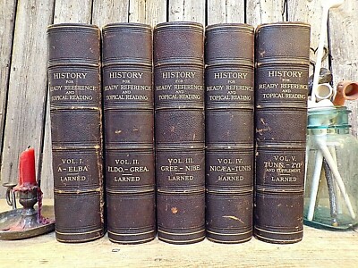 History for Ready Reference and Topical Reading ~ 5 Vols ~ 1895 ~ Leather-image