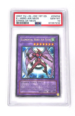 YuGiOh Elemental Hero Air Neos STON-EN034 1st Edition Ultra Rare Low Pop PSA 10-image