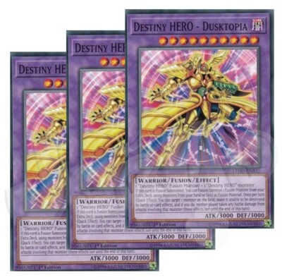 Yugioh - Destiny HERO - Dusktopia x 3 - 1st Edition NM - Free Holographic Card-image