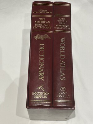 World Atlas & Dictionary 2nd Desk Ref Rand McNally American Heritage Slipcase-image