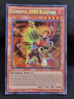 YuGiOh TCG Elemental HERO Blazeman WSUP-EN032 Secret Rare 1st Edition LP-image
