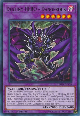 Yugioh! Destiny HERO - Dangerous - LEHD-ENA34 - Common - 1st Edition Near Mint -image