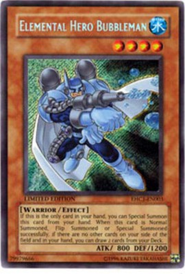 Lightly Played, English Yu Gi Oh Elemental Hero Bubbleman - EHC1-EN003 - Secret -image