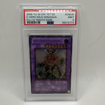 Yugioh PSA 9 Elemental Hero Wild Wingman EOJ-EN035 1st Edition Ultimate Centered-image