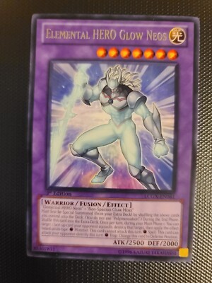 YuGiOh Elemental Hero Glow Neos Rare LCGX-EN061 1st Edition LP-image