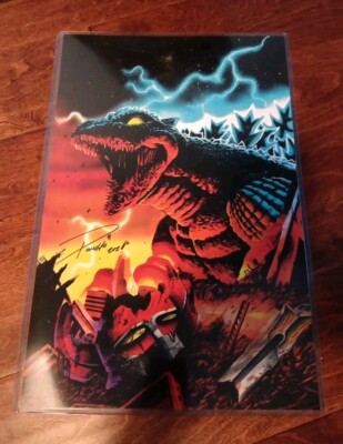 godzilla vs mighty morphin power rangers ll #1 Poncho  Signed 11 X 17 Art Print-image