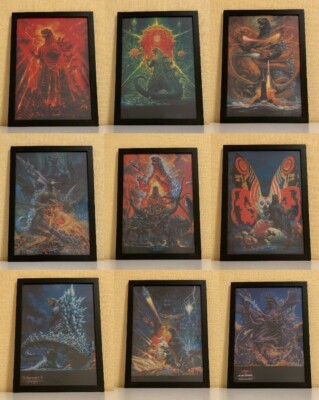 All 9set Godzilla framed clear file poster Ohrai Noriyoshi  Wall hanging  Black-image