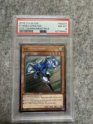 PSA 8 Yugioh - Elemental Hero Stratos *Ultimate Rare* OP09-EN001-image
