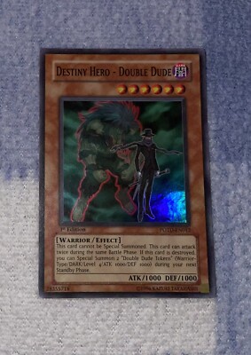 POTD-EN012 Destiny Hero - Double Dude Super Rare 1st Edition MP Yugioh-image
