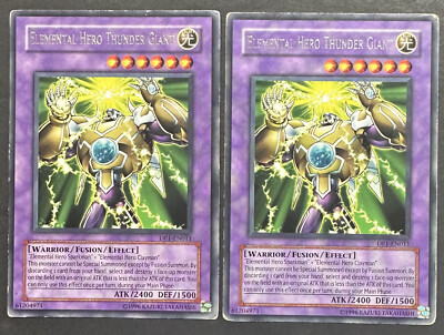 YUGIOH 2x Elemental Hero Thunder Giant DP1-EN011 Rare Unlimited MP-image