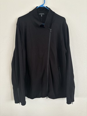 Eileen Fisher Moto Jacket Womens 3X Black Asymmetrical Viscose Nylon-image