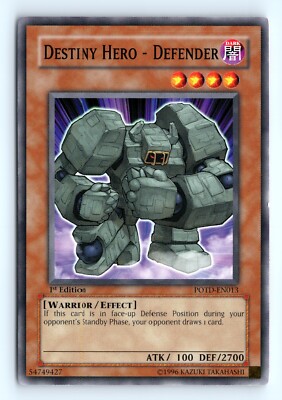 Yu-Gi-Uh Destiny Hero - Defender #POTD-EN013 Power of the Duelist tcg LP-image