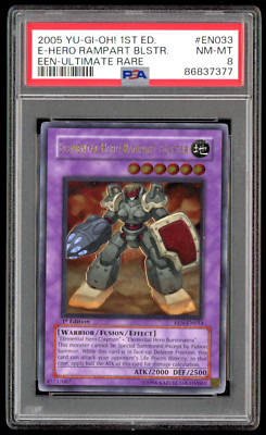 Yugioh PSA 8 NM-MT Elemental Hero Rampart Blaster 1st EEN-EN033 Ultimate 2005-image