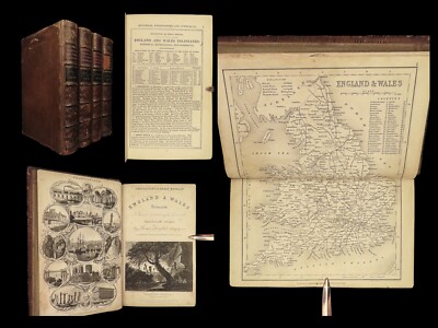 1860 Curiosities of Great Britain ENGLAND Wales MAPS Travel & History 4v SET-image