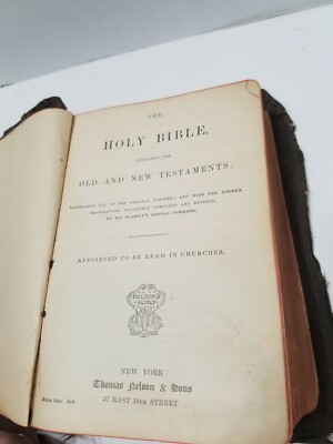 1906 Thomas Nelson & Sons Bible Sunday School Scholar's Leather w/ Maps -image