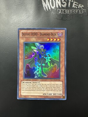 YUGIOH DESTINY HERO DIAMOND DUDE SUPER RARE LCGX-EN124 1ST EDITION -image
