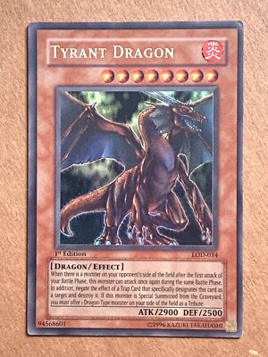 yugioh Tyrant Dragon LOD-034 1st Edition Ultra Rare Played-image