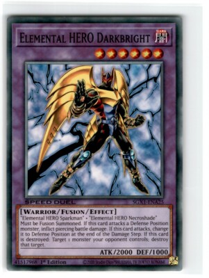 2020 Yu-Gi-Oh! Speed Duel Elemental Hero Darkbright Common SGX1-ENA25 Moderately-image