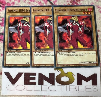 3x (M/NM) - Elemental HERO Burstinatrix- SGX2-ENA02 - Common 1st Edition YuGiOh-image