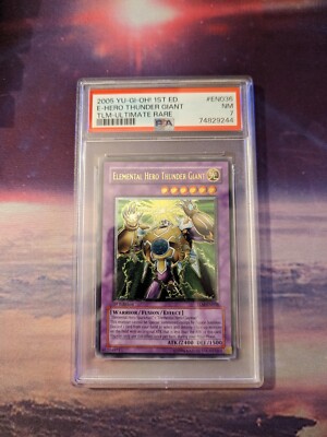 YUGIOH ELEMENTAL HERO THUNDER GIANT ULTIMATE RARE TLM-EN036 1ST EDITION PSA 7-image