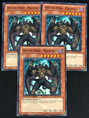 YUGIOH DESTINY HERO MALICIOUS GLD3-EN009 COMMON X3 (LP)-image