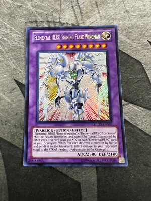 Yugioh TCG Elemental HERO Shining Flare Wingman LCGX-EN050 Secret Rare LP-image
