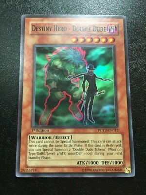 Yu-Gi-Oh! Destiny Hero - Double Dude POTD-EN012 1st Ed SR Mint & Pack Fresh* ENG-image