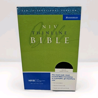 NIV Thinline Bible 2005 Black Bonded Leather New In Box -image
