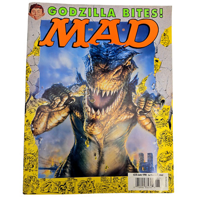 Mad Magazine #370 June 1998 Godzilla Soccer Spy Art Ally McBeal Fold-In Cigars-image