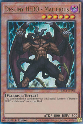 1X NM Destiny HERO - Malicious - RA03-EN001 - Ultimate Rare 1st Edition-image