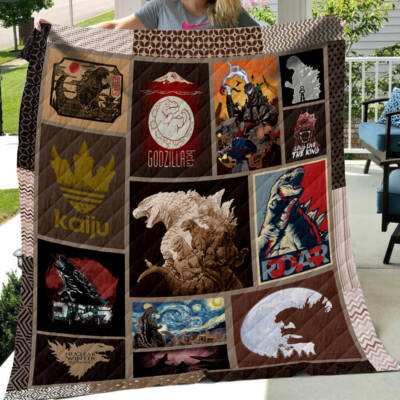 Godzilla Art Quilt Blanket-image
