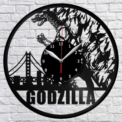 Godzilla Vinyl Record Wall Clock Home Decor Fan Art Handmade Original Gift 3729-image