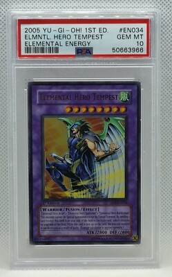 YU-GI-OH  2005  ELEMENTAL HERO TEMPEST  1ST EDITION EEN-EN034 ULTRA RARE  PSA-10-image