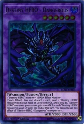 *** DESTINY HERO - DANGEROUS *** 1ST EDITION ULTRA RARE (NM) BLHR-EN063 YUGIOH!-image