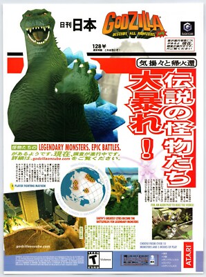 Print Ad 2002 Godzilla Destroy All Monsters GameCube Original Promo Poster Art-image