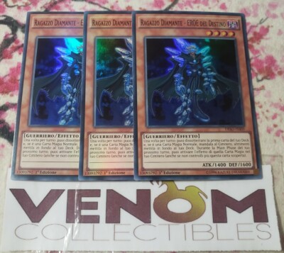 3x (M/NM) *ITALIAN* Destiny HERO - Diamond Dude DESO-EN009 Super Rare 1st Ed.-image