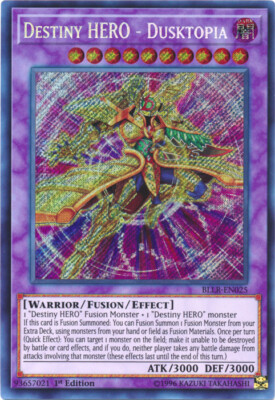 3 x Destiny HERO - Dusktopia - BLLR-EN025 - Secret Rare - 1st Edition Near Mint,-image