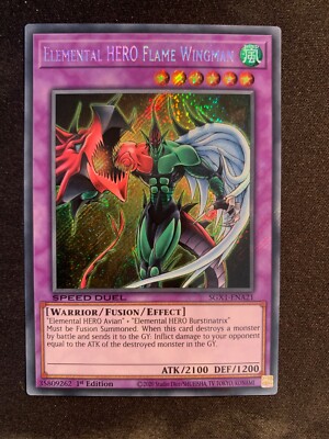 Elemental HERO Flame Wingman - SGX1-ENA21 - Secret Rare - 1st Edition N/M-image
