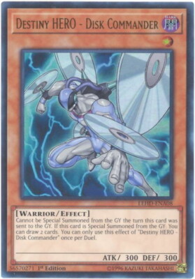 Yu-Gi-Oh Card - LEHD-ENA08 - DESTINY HERO - DISK COMMANDER (ultra rare) NM/M-image