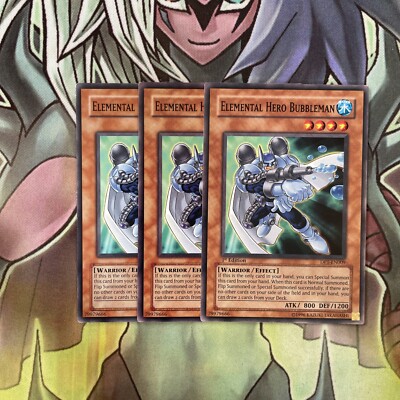DP1-EN009 x3 Elemental Hero Bubbleman Common Excellent Condition Yugioh-image
